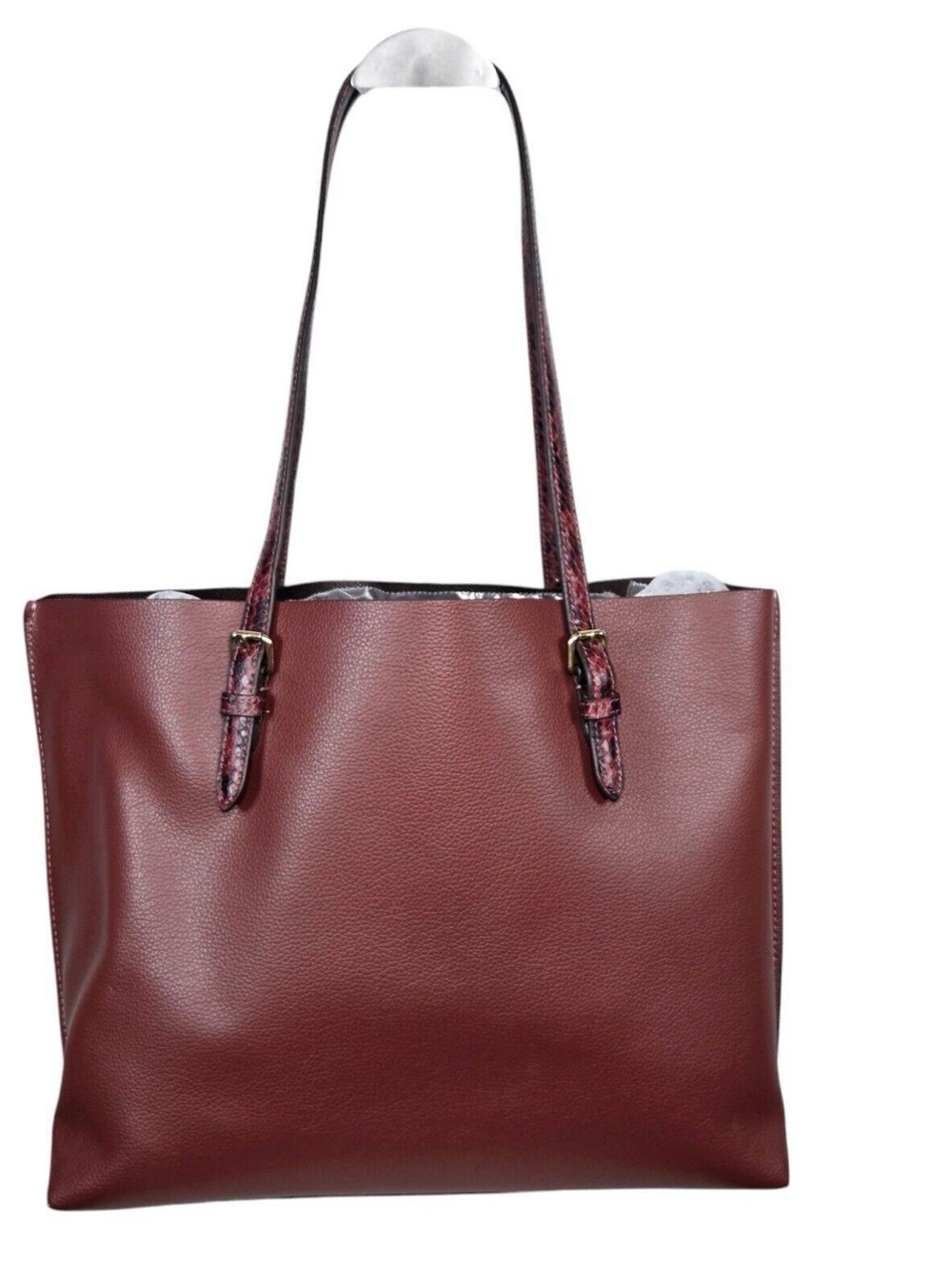 COACH Large Mollie Double Face & Snake Embossed Leather Tote Wine Red CC750 - Picture 4 of 6